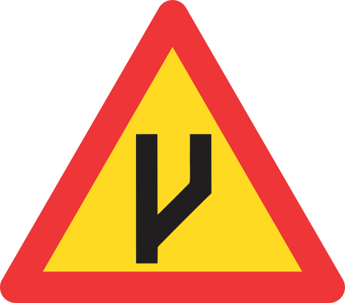 TW118 - Temporary Beginning Of Dual Roadway (To Right) Road Sign ...