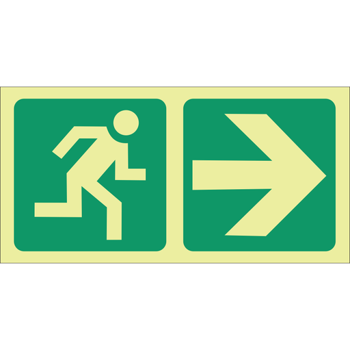 E1 Sabs Photoluminescent Running Man Arrow Right Safety Sign