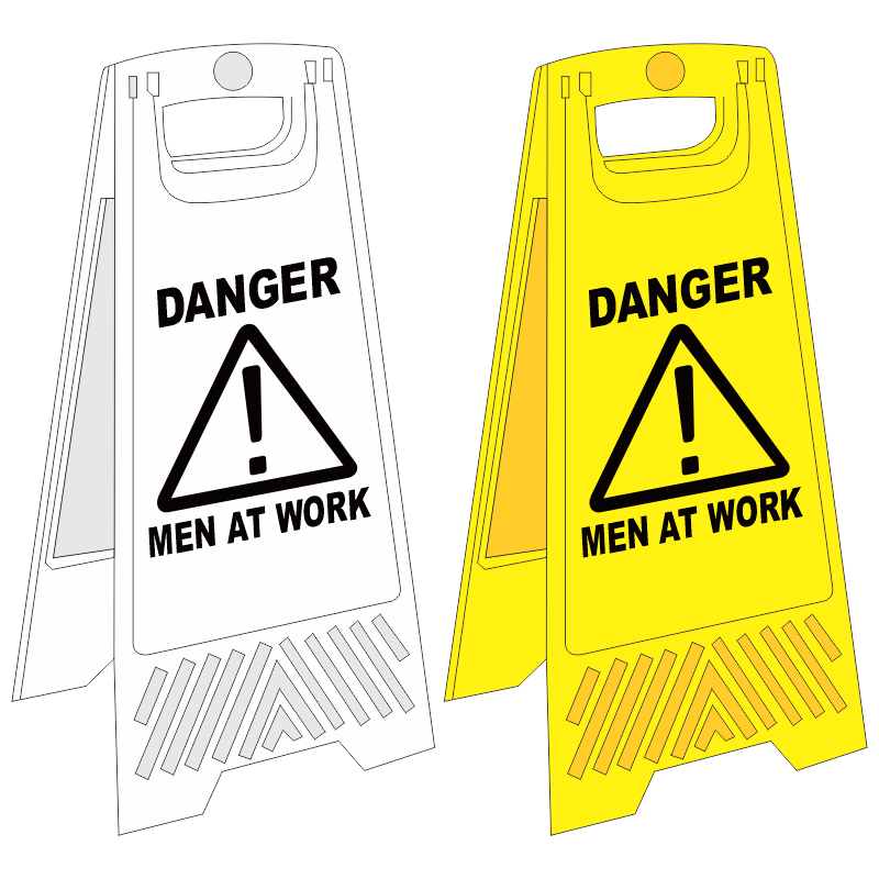 FS14 - Men at work a-frame floor stand - yellow | Safety Signs & Equipment