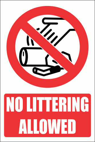 PV23EN - No Littering Explanatory Safety Sign | Safety Signs & Equipment