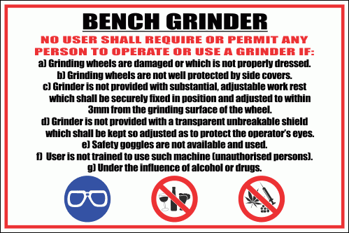 WF1 - Bench Grinder Sign | Safety Signs & Equipment