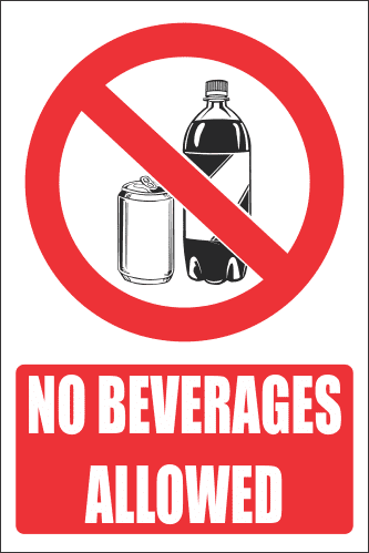 PR5E - No Beverages Explanatory Sign | Safety Signs & Equipment