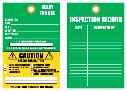 STS9 - Scaffold Ready Caution Tag | Safety Signs & Equipment