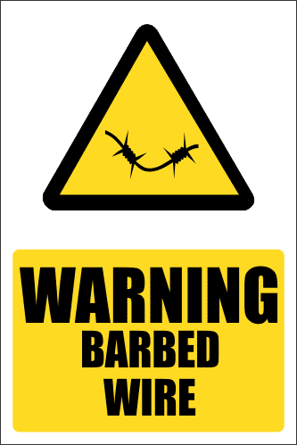 Warning barbed store wire