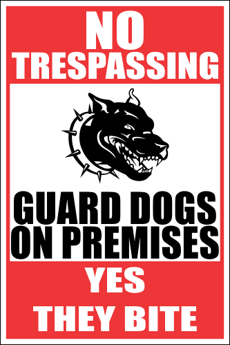 SE39 - No Trespassing Guard Dogs Sign | Safety Signs & Equipment