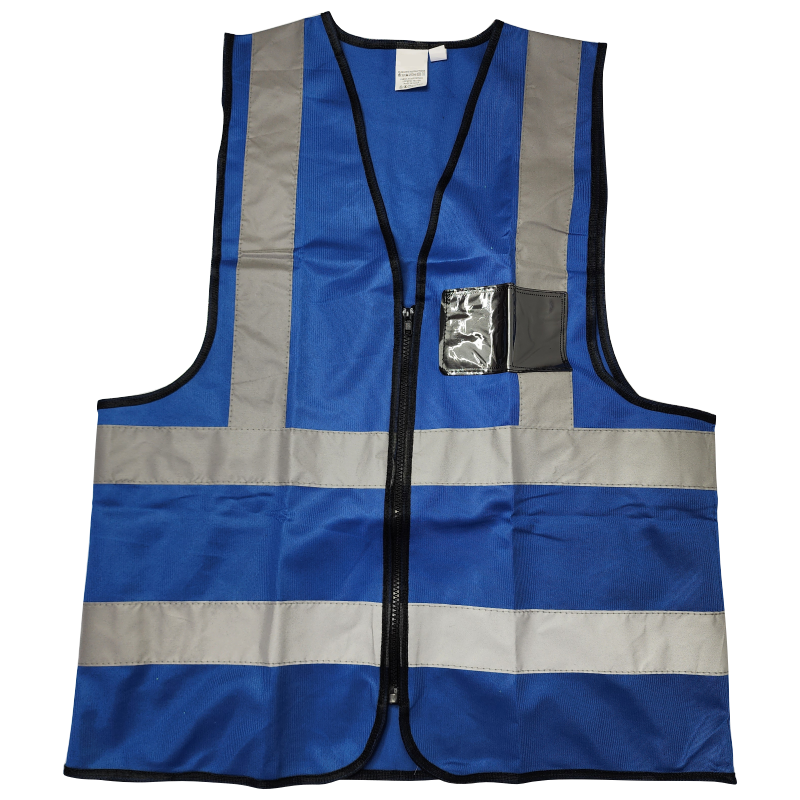 BLUE REFLECTIVE VEST WITH ZIP & ID POUCH