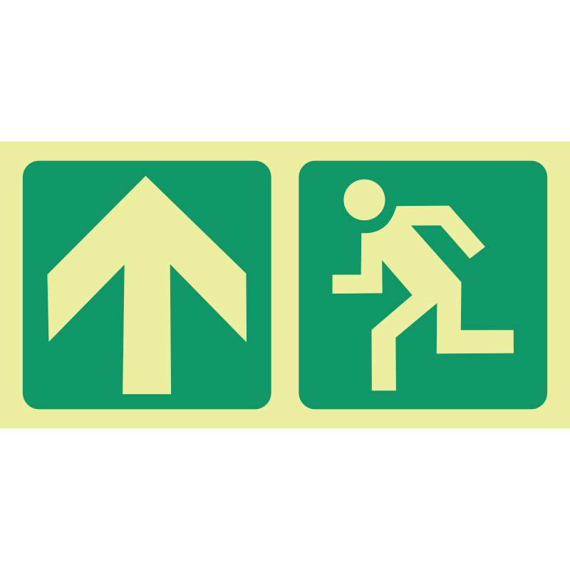 E10 Sabs Photoluminescent Arrow Up Running Man Safety Sign Safety